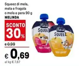 Iper La Grande Squeez di mela, mela e fragola o mela e pera MELINDA offerta