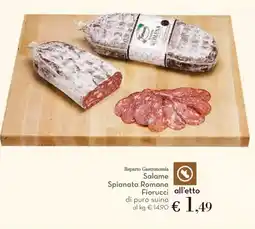 Conad Salame Spianata Romana Fiorucci di puro suino offerta