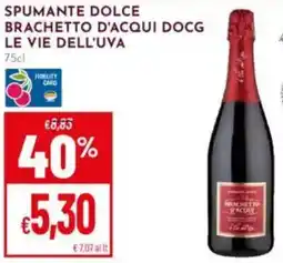 Pan Spumante dolce brachetto d'acqui DOCG LE VIE DELL'UVA offerta