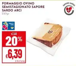 Pan Formaggio ovino semistagionato sapore sardo ARCI offerta