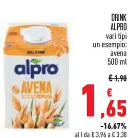 Conad Drink ALPRO vari tipi un esempio: avena offerta