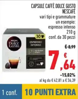 Conad Capsule caffè dolce gusto NESCAFÉ vari tipi e grammature un esempio: espresso intenso conf. da 30 pezzi offerta