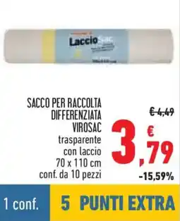 Conad Sacco per raccolta differenziata virosac trasparente con laccio offerta