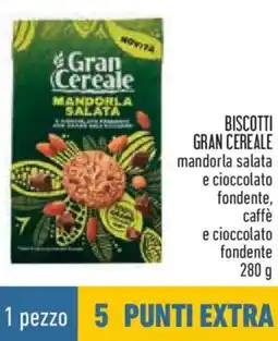Conad Biscotti gran cereale mandorla salata e cioccolato fondente, caffè fondente offerta