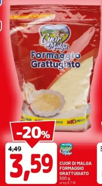 DPiù Cuor di malga formaggio grattugiato offerta