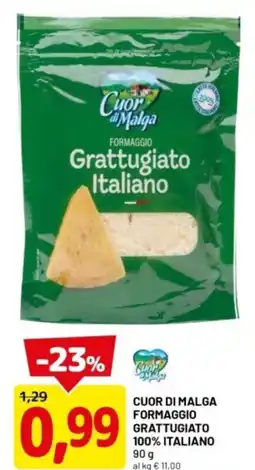 DPiù Cuor di malga formaggio grattugiato 100% italiano offerta