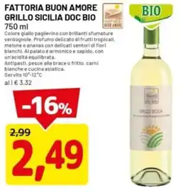 DPiù Fattoria buon amore grillo sicilia doc bio offerta