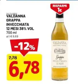 DPiù Valdanna grappa 12 mesi 38% vol offerta