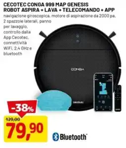 DPiù Cecotec conga 999 map genesis robot aspira+lava + telecomando + app offerta