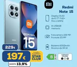 Euronics Xiaomi Redmi Note 15 offerta