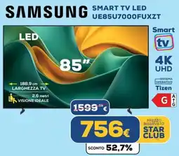 Euronics SAMSUNG SMART TV LED UE85U7000FUXZT offerta