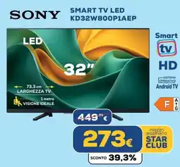 Euronics SONY SMART TV LED KD32W800P1AEP offerta