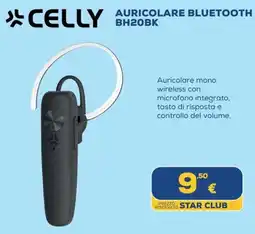 Euronics CELLY AURICOLARE BLUETOOTH BH20BK offerta