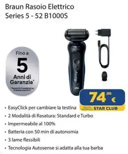 Euronics Braun Rasoio Elettrico Series 5-52 B1000S offerta