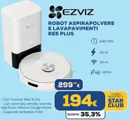 Euronics Ezviz robot aspirapolvere e lavapavimenti RE5 plus offerta