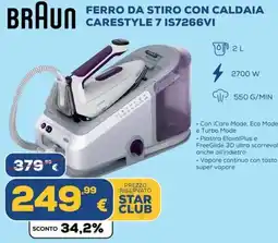 Euronics BRAUN FERRO DA STIRO CON CALDAIA CARESTYLE 7 IS7266VI offerta