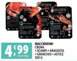 Deco Supermercati Macckeroni crema scampi aragosta granchio astice offerta