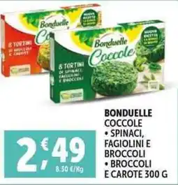 Deco Supermercati Bonduelle coccole spinaci fagiolini e broccoli broccoli e carote offerta