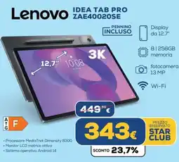 Euronics Lenovo IDEA TAB PRO ZAE40020SE offerta