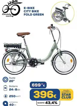 Euronics E-bike city bike fold green offerta