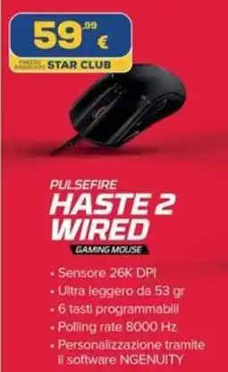 Euronics Hyperx pulsefire haste 2 wired offerta