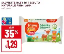 Pan Salviette baby in tessuto naturale PRIMI ANNI x60 pezzi offerta