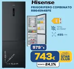 Euronics Hisense FRIGORIFERO COMBINATO RB645N4BFE offerta