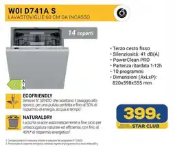 Euronics Whirlpool WOI D741AS LAVASTOVIGLIE DA INCASSO offerta