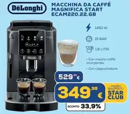 Euronics DeLonghi MACCHINA DA CAFFÉ MAGNIFICA START ECAM220.22.GB offerta