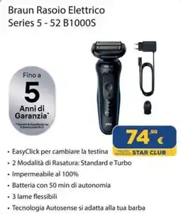 Euronics Braun Rasoio Elettrico Series 5-52 B1000S offerta