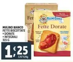 Deco Supermercati Mulino bianco fette biscottate dorate integrali offerta