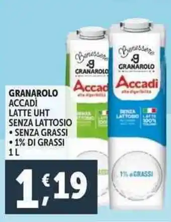 Deco Supermercati Granarolo accadi latte uht senza lattosio offerta