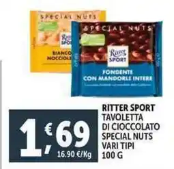 Deco Supermercati Ritter sport tavoletta di cioccolato special nuts offerta