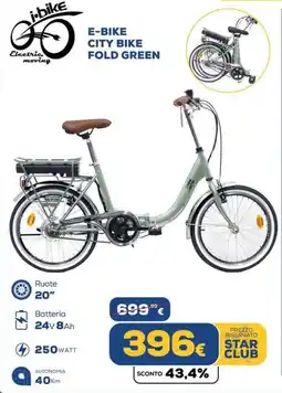 Euronics E-bike city bike fold green offerta