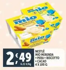 Deco Supermercati Nestle mio merenda pera biscotto cacao offerta
