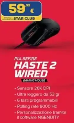 Euronics Hyperx pulsefire haste 2 wired offerta