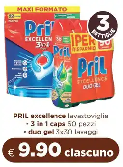 Acqua & Sapone PRIL excellence lavastoviglie, 3 in 1, duo gel offerta