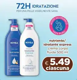 Acqua & Sapone Nivea nutriente/ idratante express crema corpo fluida offerta