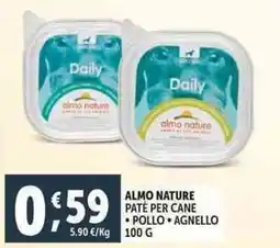 Deco Supermercati Almo nature pate per cane pollo, agnello offerta