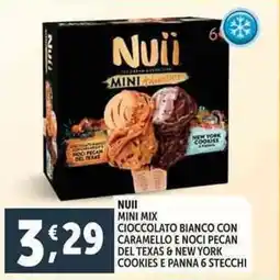 Deco Supermercati Nuii mini mix cioccolato bianco con caramello e noci pecan del texas & new york cookies e panna 6 stecchi offerta