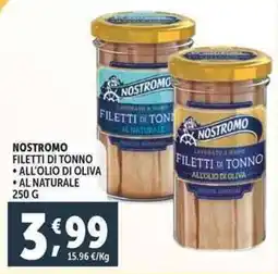 Deco Supermercati Nostromo filetti di tonno all'olio di oliva al naturale offerta