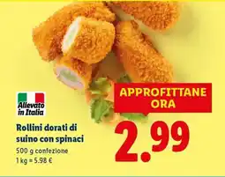 Expert Rollini dorati di suino con spinaci offerta