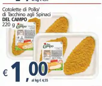 Del Campo Cotolette di Pollo/ di Tacchino agli Spinaci 220g