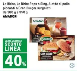 Iper La Grande Le Birbe, Le Birbe Pops o Ring, Alette di pollo piccanti o Gran Burger surgelati AMADORI offerta