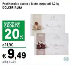 Iper La Grande Profiteroles cacao o latte surgelati DOLCERIALBA offerta