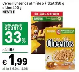Iper La Grande Cereali Cheerios al miele o KitKat o Lion NESTLÉ offerta