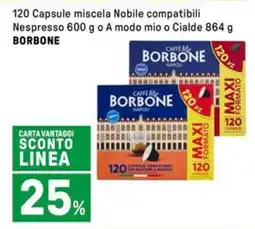 Iper La Grande 120 Capsule miscela Nobile compatibili Nespresso o A modo mio o Cialde BORBONE offerta