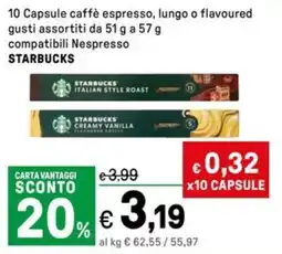 Iper La Grande 10 Capsule caffè espresso, lungo o flavoured compatibili Nespresso offerta