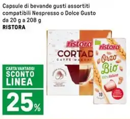 Iper La Grande Capsule di bevande compatibili Nespresso o Dolce Gusto RISTORA offerta