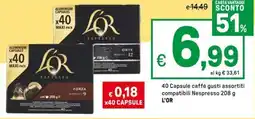 Iper La Grande 40 Capsule caffé compatibili Nespresso L'OR offerta